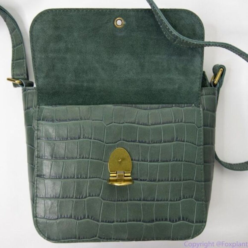 New! Madewell The Mini Abroad Crossbody Bag Croc Embossed Leather - Picture 10 of 16